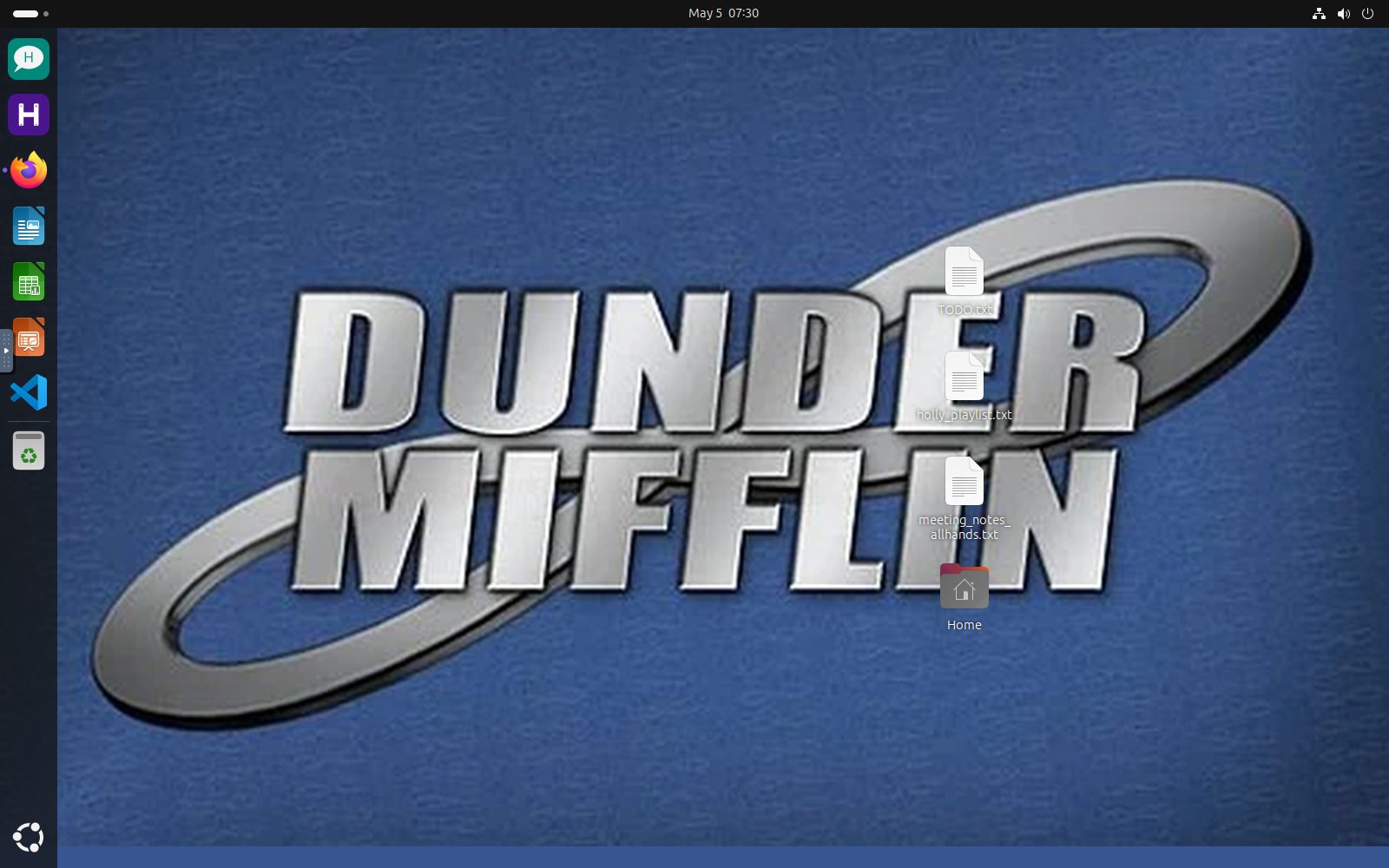Michael Scott's seeded Linux desktop